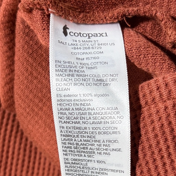 Cotopaxi Ataji Waffle Hoodie Rusty Orange Long Sleeve Pullover Cotton Women’s - Picture 5 of 9